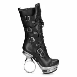 Vestes et Manteaux Soldes 53 Sortie ✨ Bottes New Rock Circle Clave En Cuir Noir Noir 🛒