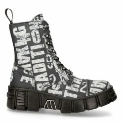 Promo 👍 Bottes New Rock Wall Vegan Imprimées Noir 😉