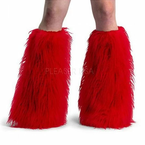 Bon marché 😉 Leg Warmers Cyber Goth 'Red Fur' Rouge 😉 6 Bon marché 😉 Leg Warmers Cyber Goth 'Red Fur' Rouge 😉 -Vestes et Manteaux Soldes leg warmers cyber goth red fur