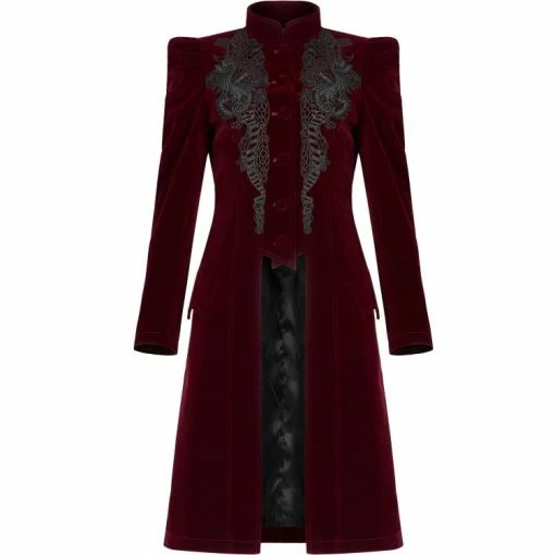 Tout neuf 🎁 Manteau Mi-Long 'Dark Doll' En Velours Rouge Rouge ⭐ 3 Tout neuf 🎁 Manteau Mi-Long 'Dark Doll' En Velours Rouge Rouge ⭐ -Vestes et Manteaux Soldes manteau mi long dark doll en velours rouge