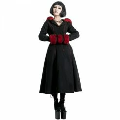 Vestes et Manteaux Soldes -Vestes et Manteaux Soldes manteau reversible a capuche frozen strawberry noir et rouge 1