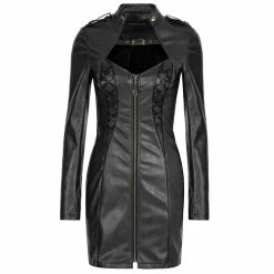 Vestes et Manteaux Soldes 34 Acheter 🤩 Robe 'Niobium' En Simili Cuir Noir Noir ❤️